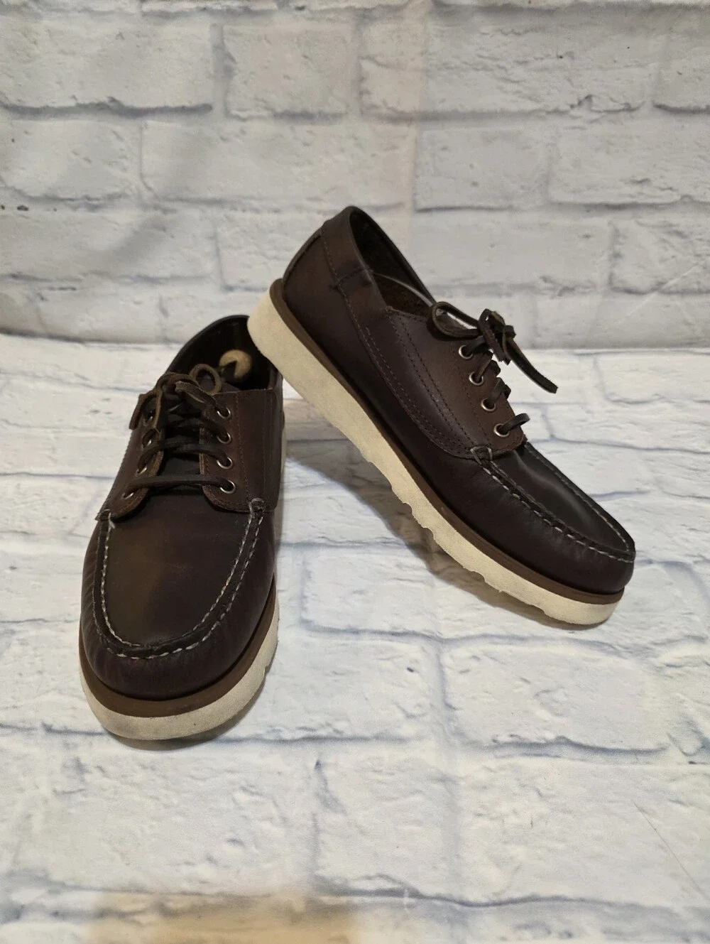 Froats Baltimore Men's Brown Leather Moc Toe Boat Shoes